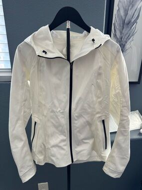 lululemon athletica White Hooded Jacket with Black Trim